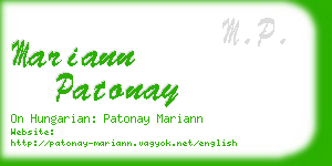 mariann patonay business card